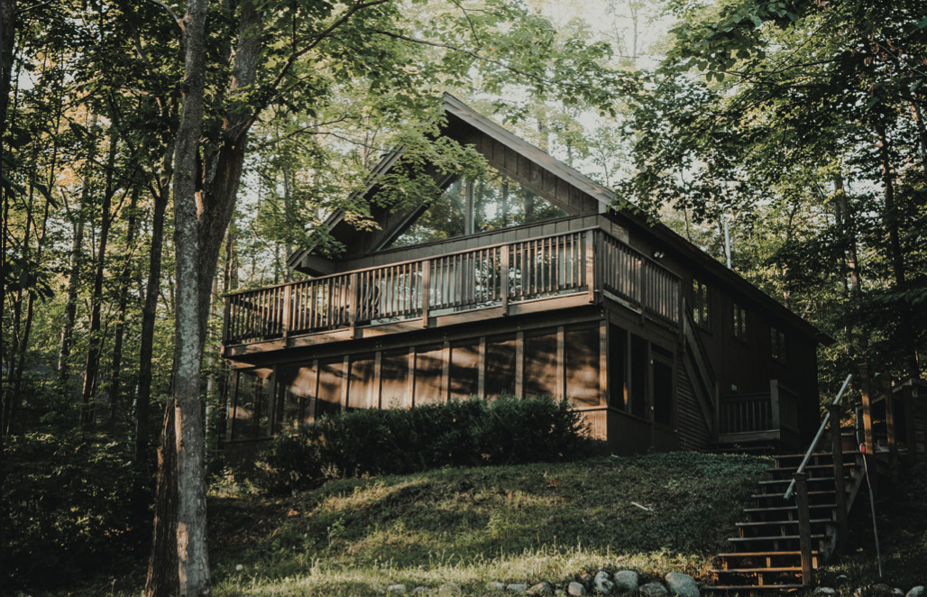 Maison en bois nichée au cœur de la forêt
