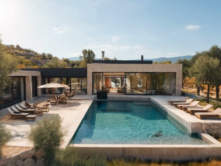 Villa contemporaine avec piscine à débordement face à la mer
